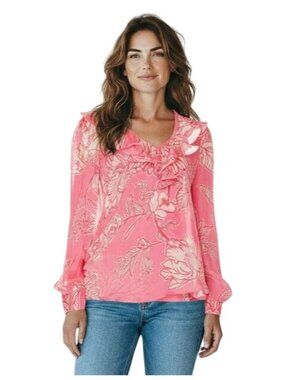 Hemant and Nandita Pink Floral Top with Cami NWT- Size XS
